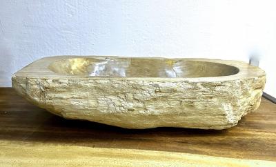 Petrified Wood Sink Grey Beige Tones Polished Top Quality IDN 2023