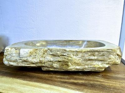 Petrified Wood Sink Grey Beige Tones Polished Top Quality IDN 2023