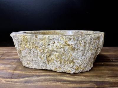 Petrified Wood Sink In Beige Brown Grey Tones Organic Modern Top Quality