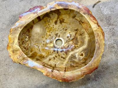 Petrified Wood Sink In Beige Brown Yellow Tones Top Quality IDN 2025