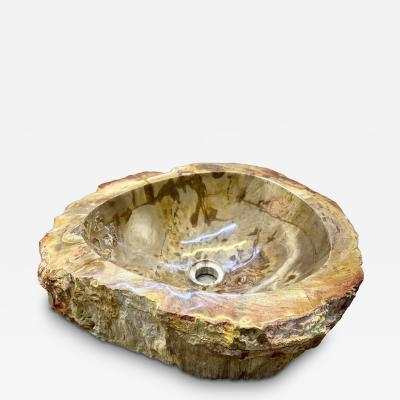 Petrified Wood Sink In Beige Brown Yellow Tones Top Quality IDN 2025
