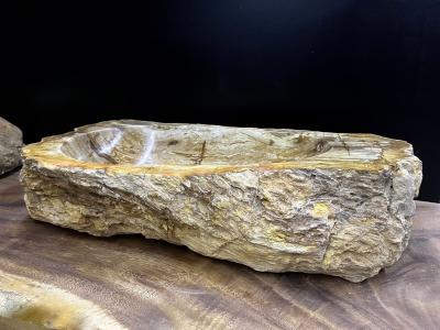 Petrified Wood Sink Top Quality in Beige Brown Yellow Tones