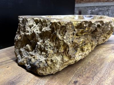 Petrified Wood Sink Top Quality in Beige Brown Yellow Tones