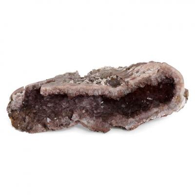 Petrified wood specimen and amethyst geode