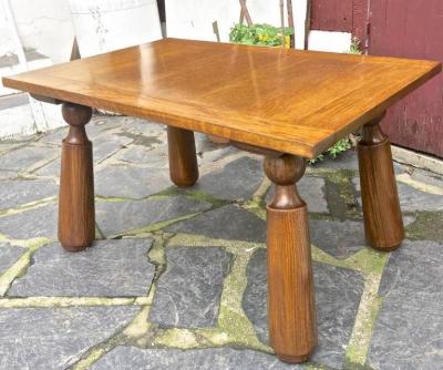 Philip Arctander Organic Oak Coffee Table With Massive Legs in the Style of Phillip Arctander