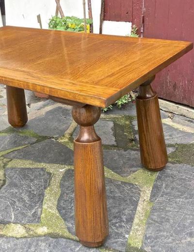 Philip Arctander Organic Oak Coffee Table With Massive Legs in the Style of Phillip Arctander