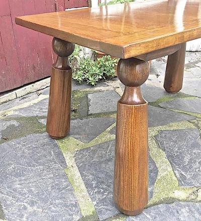 Philip Arctander Organic Oak Coffee Table With Massive Legs in the Style of Phillip Arctander