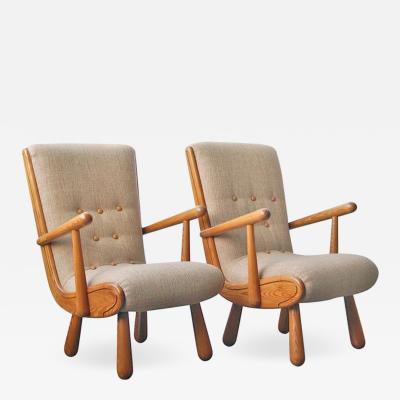 Philip Arctander Pair of Scandinavian Armchairs in the Style of Philip Arctander