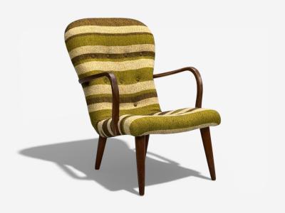 Philip Arctander Philip Arctander Style Lounge Chair Wool Walnut Denmark 1940s