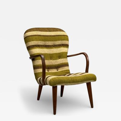 Philip Arctander Philip Arctander Style Lounge Chair Wool Walnut Denmark 1940s