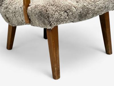 Philip Arctander Philip Arctander Style Shearling Beech Lounge Chair Denmark 1960s