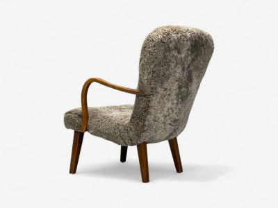 Philip Arctander Philip Arctander Style Shearling Beech Lounge Chair Denmark 1960s
