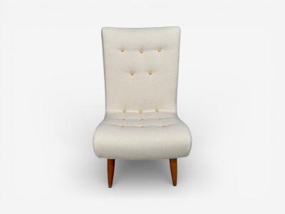 Philip Arctander Swedish Modern Scoop Lounge Chair Beige Linen Beech Sweden 1940s