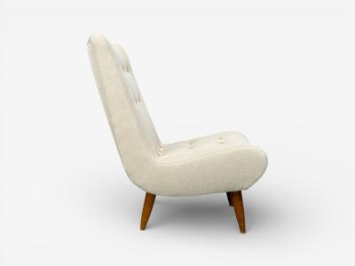 Philip Arctander Swedish Modern Scoop Lounge Chair Beige Linen Beech Sweden 1940s