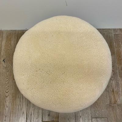 Philip Arctander Swedish Modern Style Beige Sheepskin Stained Wood Ottoman or Footstool