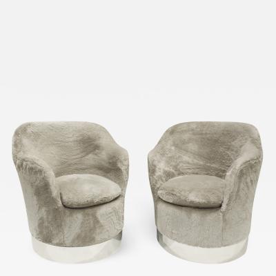 Philip Enfield Phillip Enfield Pair Of Upholstered Swiveling and Tilting Lounge Chairs 1970s