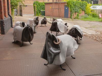 Philip Michael Wolfson TSUKOMOGAMI SHEEP bench with bronze horns