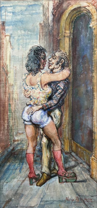 Philip Reisman Interracial Love New York City Street Scene Proposition Red Light District