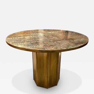 Philip and Kelvin LaVerne ACID ETCHED PATINATED BRASS AND PEWTER ETERNAL FOREST CENTER TABLE 