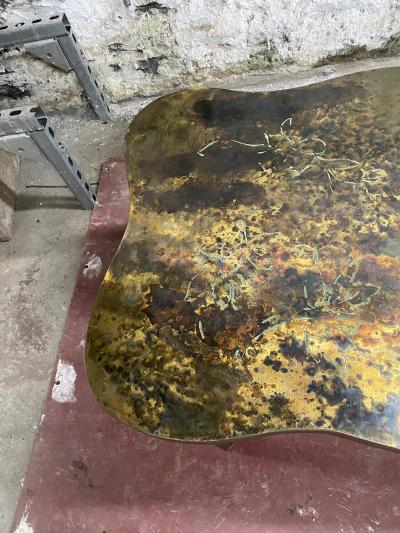 Philip and Kelvin LaVerne Acid Etched and Patinated Bronze Coffee Table by Philip and Kelvin LaVerne