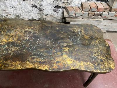 Philip and Kelvin LaVerne Acid Etched and Patinated Bronze Coffee Table by Philip and Kelvin LaVerne