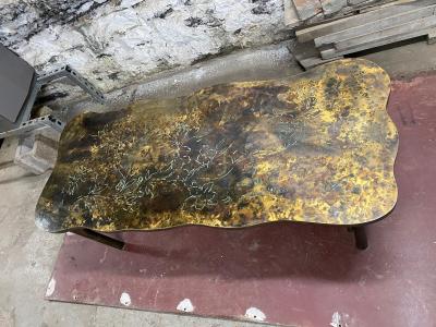 Philip and Kelvin LaVerne Acid Etched and Patinated Bronze Coffee Table by Philip and Kelvin LaVerne