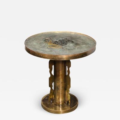 Philip and Kelvin LaVerne Bronze Etruscan Side Table Styled after Picasso by Philip Kelvin Laverne