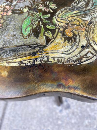 Philip and Kelvin LaVerne Bronze and Pewter Madame Pompadour Side Table by Philip Kelvin Laverne