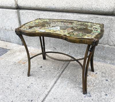 Philip and Kelvin LaVerne Bronze and Pewter Madame Pompadour Side Table by Philip Kelvin Laverne