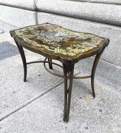 Philip and Kelvin LaVerne Bronze and Pewter Madame Pompadour Side Table by Philip Kelvin Laverne