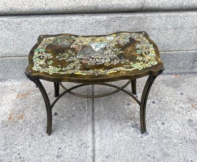 Philip and Kelvin LaVerne Bronze and Pewter Madame Pompadour Side Table by Philip Kelvin Laverne