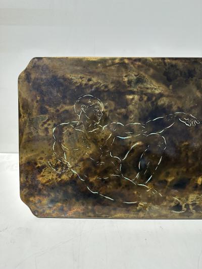 Philip and Kelvin LaVerne Creation of Man Etched Brass Coffee Table