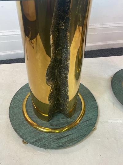 Philip and Kelvin LaVerne DRAMATIC POST MODERN BRUTALIST COLUMN PEDESTAL TABLES