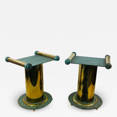 Philip and Kelvin LaVerne DRAMATIC POST MODERN BRUTALIST COLUMN PEDESTAL TABLES