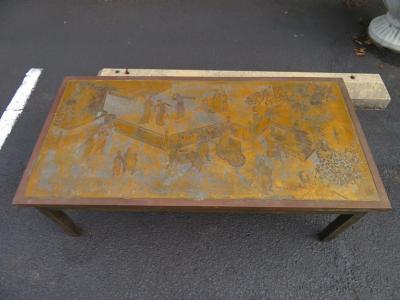 Philip and Kelvin LaVerne Fantastic Acid Etched Asian Inspired Coffee Table by Phillip and Kelvin Laverne