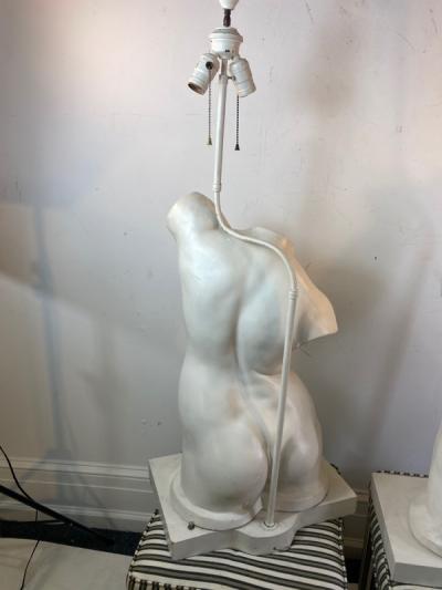 Philip and Kelvin LaVerne MALE AND FEMALE TORSO TABLE LAMPS IN THE MANNER OF PHILLIP KELVIN LAVERNE
