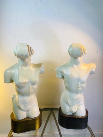 Philip and Kelvin LaVerne MODERNIST MALE FEMALE TORSOS IN THE MANNER OF PHILIP KELVIN LAVERNE