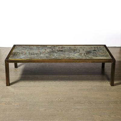 Philip and Kelvin LaVerne Mid Century Modern Spring Festival Cocktail Table signed Philip Kelvin Laverne