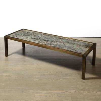 Philip and Kelvin LaVerne Mid Century Modern Spring Festival Cocktail Table signed Philip Kelvin Laverne