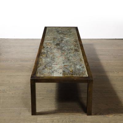 Philip and Kelvin LaVerne Mid Century Modern Spring Festival Cocktail Table signed Philip Kelvin Laverne