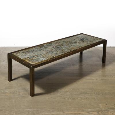 Philip and Kelvin LaVerne Mid Century Modern Spring Festival Cocktail Table signed Philip Kelvin Laverne