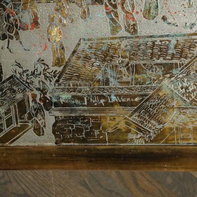 Philip and Kelvin LaVerne Mid Century Modern Spring Festival Cocktail Table signed Philip Kelvin Laverne