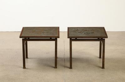 Philip and Kelvin LaVerne Pair of Kuan Su Side Tables by Philip Kelvin LaVerne
