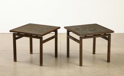Philip and Kelvin LaVerne Pair of Kuan Su Side Tables by Philip Kelvin LaVerne