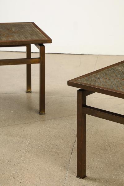 Philip and Kelvin LaVerne Pair of Kuan Su Side Tables by Philip Kelvin LaVerne