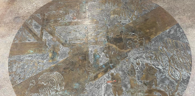 Philip and Kelvin LaVerne Patinated Bronze Chan Circular Coffee Table by Philip and Kelvin LaVerne