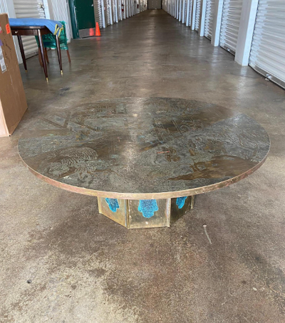 Philip and Kelvin LaVerne Patinated Bronze Chan Circular Coffee Table by Philip and Kelvin LaVerne