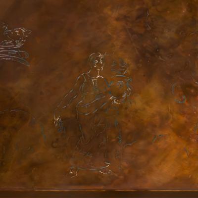 Philip and Kelvin LaVerne Philip Kelvin LaVerne Classical Coffee Table with Greek Muses 1960s Signed