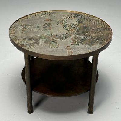 Philip and Kelvin LaVerne Philip Kelvin LaVerne Mid Century Modern Tao Shelf Tall Side Table Bronze