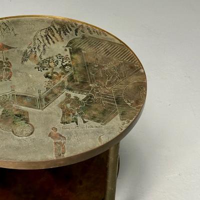 Philip and Kelvin LaVerne Philip Kelvin LaVerne Mid Century Modern Tao Shelf Tall Side Table Bronze